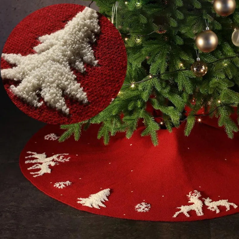 Embroidered Knitted Wool Christmas Tree Skirt
