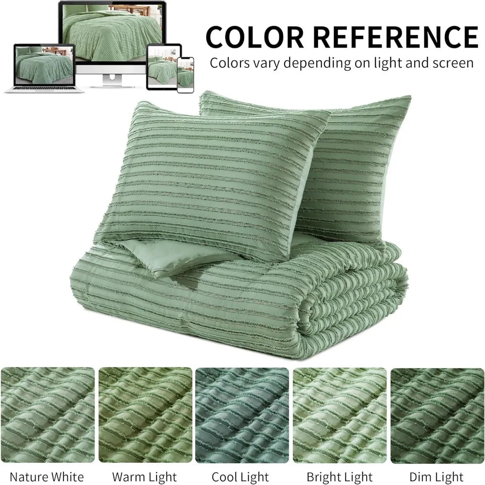 Sage Green Oversized King Tufted Bedding Set