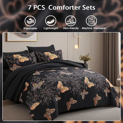 Nocturne Butterfly Bloom 7-Piece Comforter Set