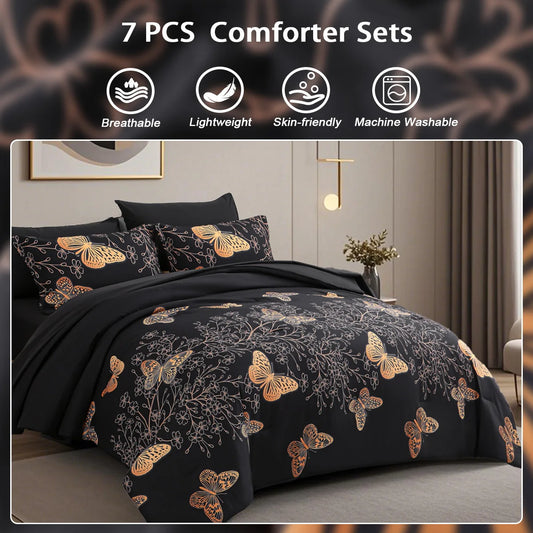 Nocturne Butterfly Bloom 7-Piece Comforter Set