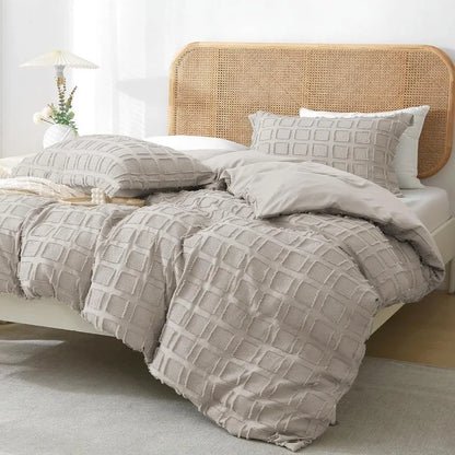 Textured Grid Pattern Duvet Set