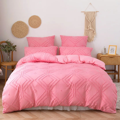 Roselle Tufted Geometric Duvet Cover Set