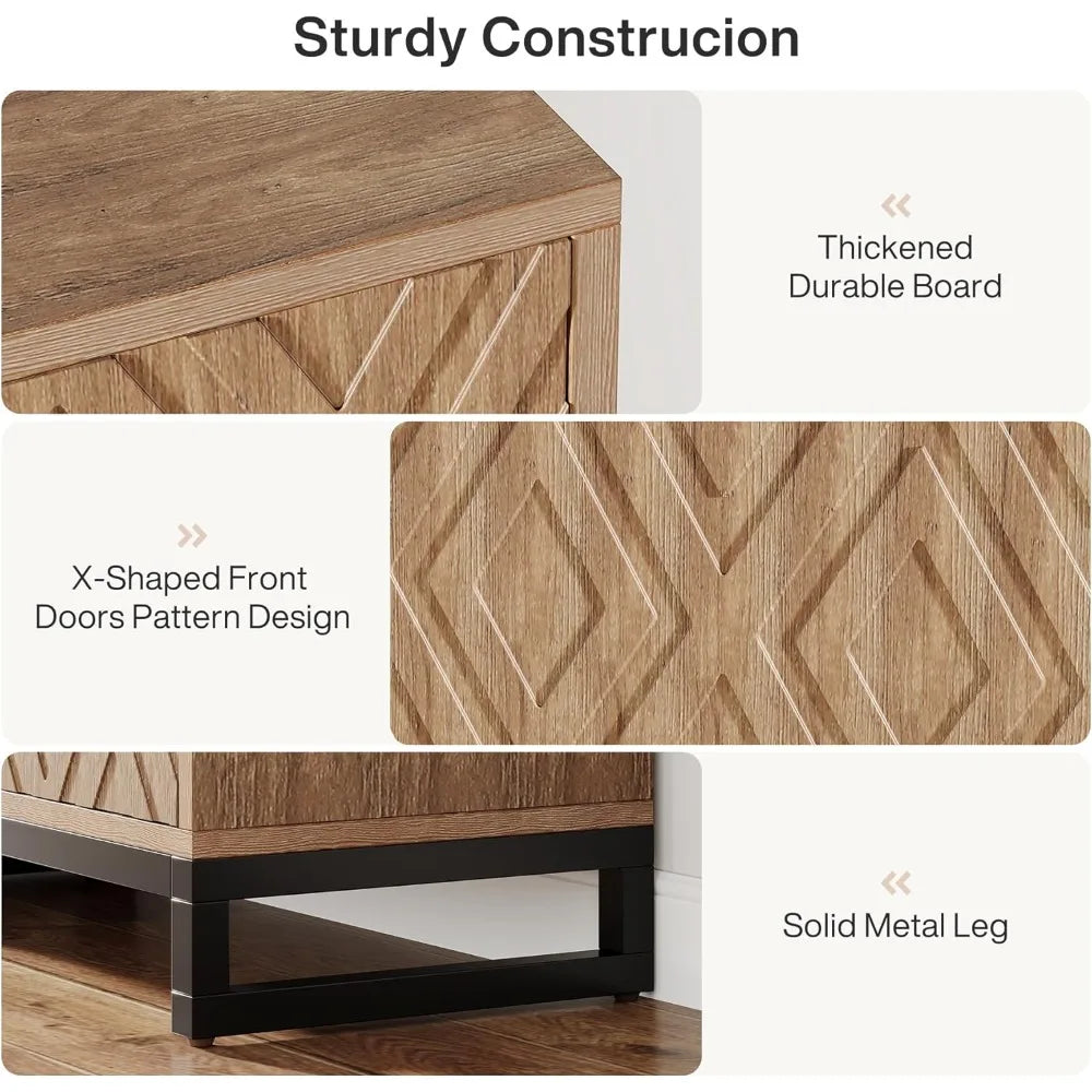 Hearthline Carved Farmhouse Sideboard Cabinet