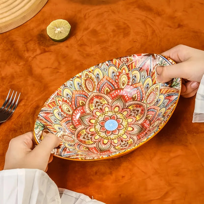 Bohemian Mandala Ceramic Serving Bowls