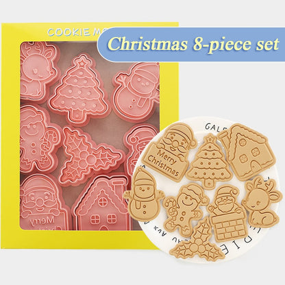 8Pcs 3D Christmas Cookie Mold