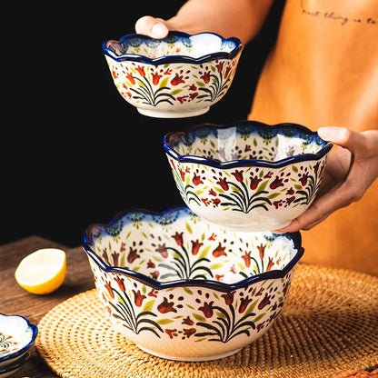 Hand-painted Floral Ceramic Bowl