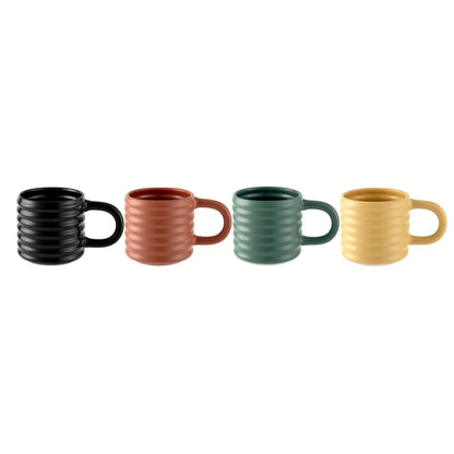RidgeTone Matte Stoneware Mug Set (17 oz, 4-Piece)