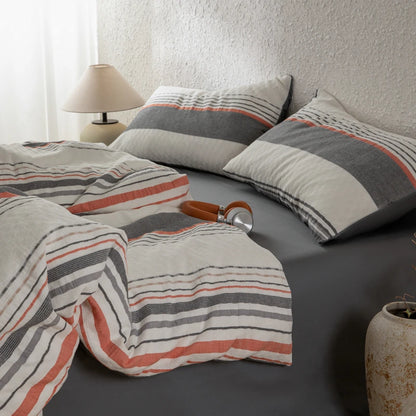 NORDÉLLE Cotton Stripe Duvet Cover Set