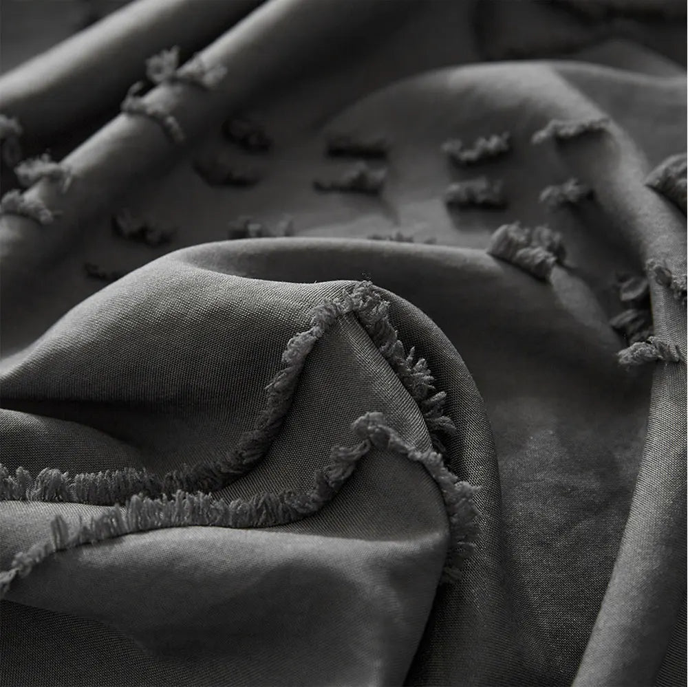 Midnight Grid Textured Boho Duvet Set