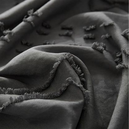 Midnight Grid Textured Boho Duvet Set