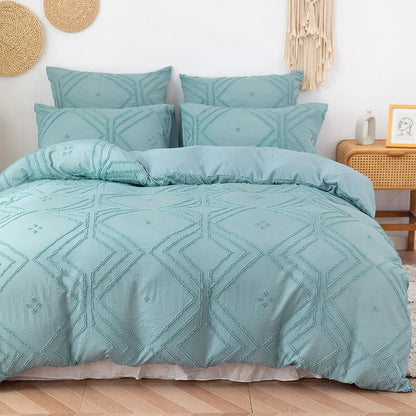 Roselle Tufted Geometric Duvet Cover Set