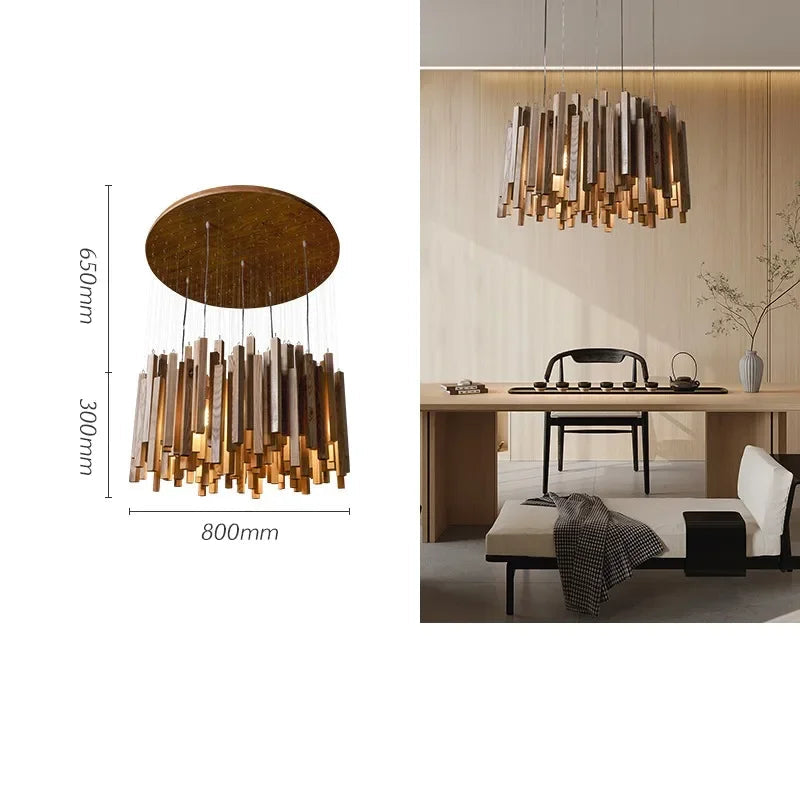 Strata Forge Wooden Chandelier