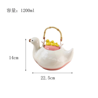 Golden Quackstone Ceramic Tea Kettle Set