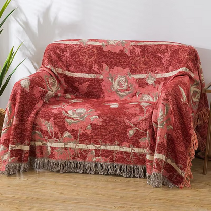 Vintage Rose Garden Tapestry Blanket