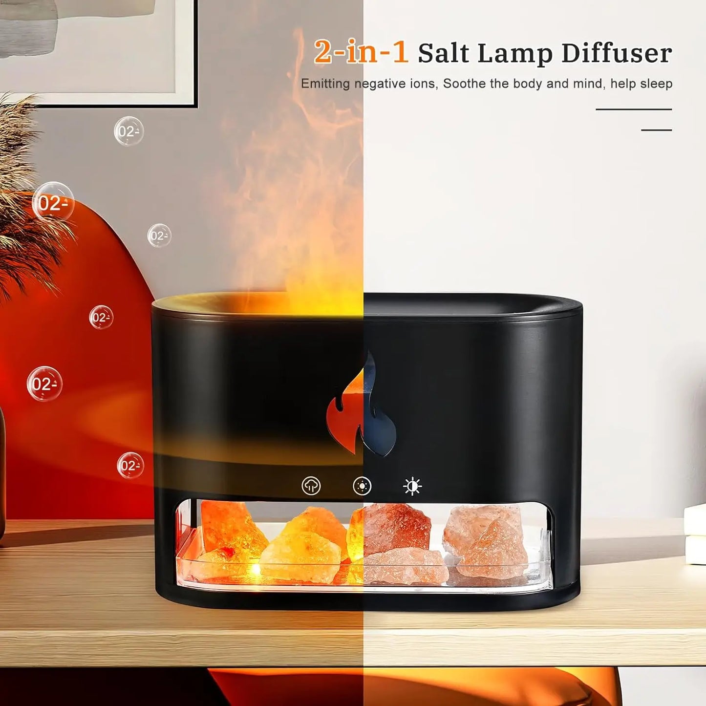 Crystal Salt Rock Fire Humidifier