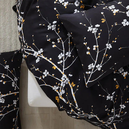 Sakura Spring Black Duvet Cover Set