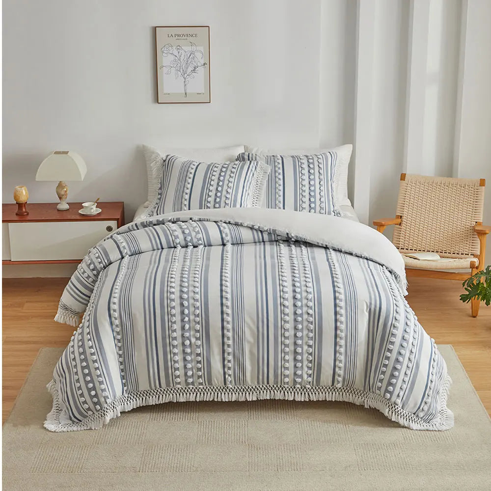 WanderWeave Pom-Stripe Bedding Set