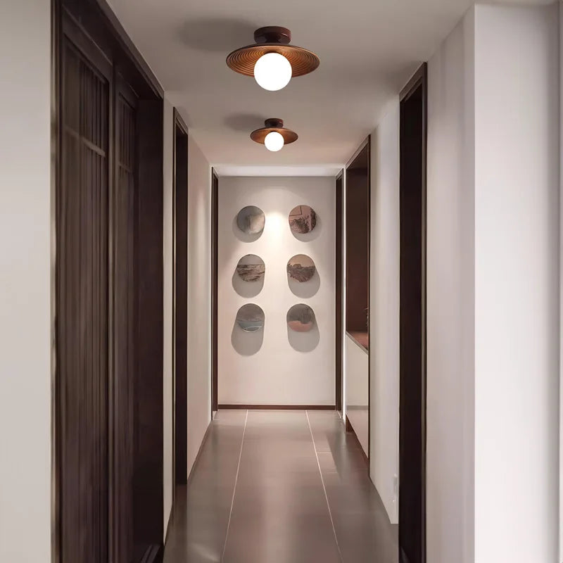 Aurora Wood Disc Ceiling Lamp