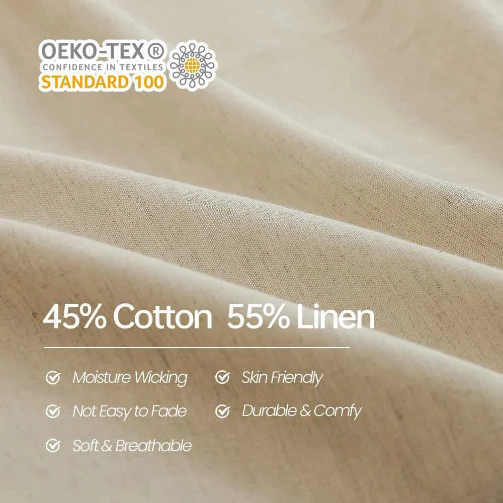 Ivory Drift Tassel Linen Duvet Set