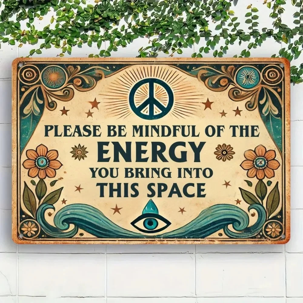 Mindful Energy Welcome Vintage Metal Sign