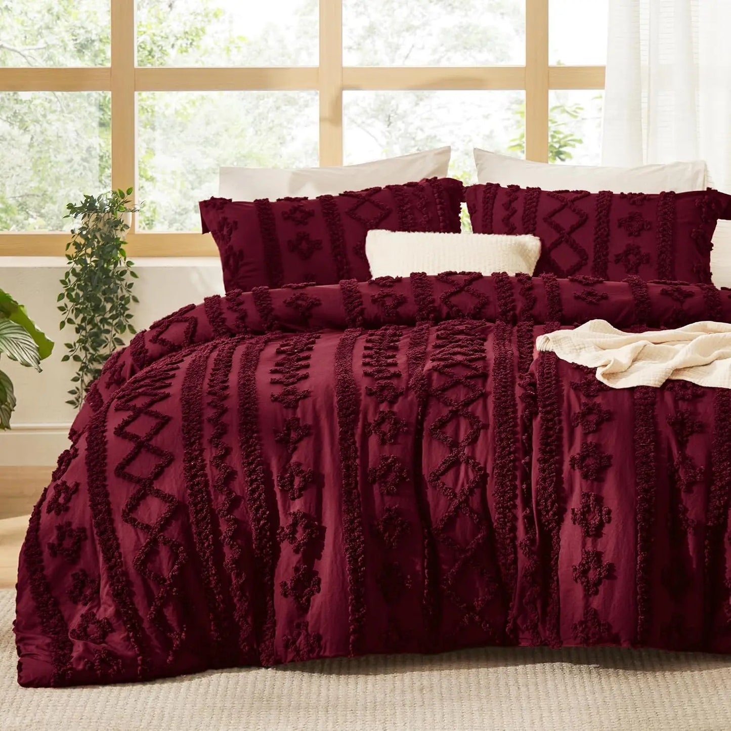 Crimson Solace Chenille Duvet Set