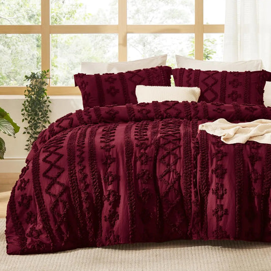 Crimson Solace Chenille Duvet Set
