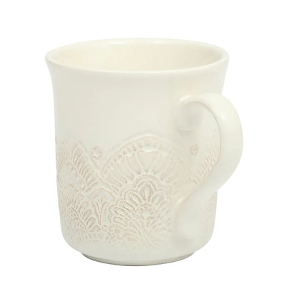 Lacehaven Vintage Embossed Ceramic Mug Set (4-Piece)