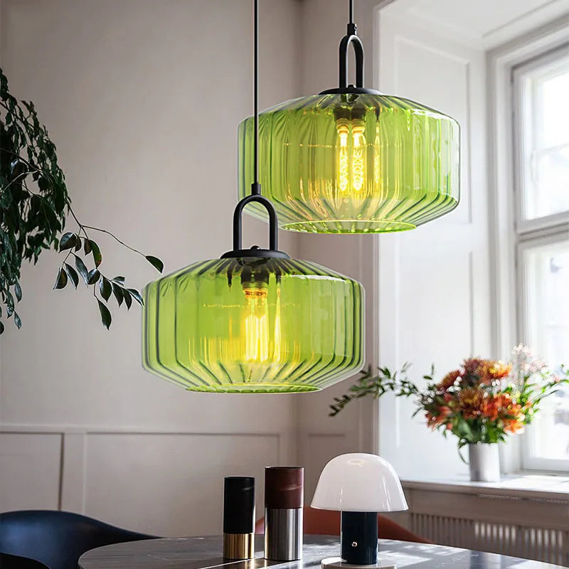 Retro Colored Glass Pendant Light