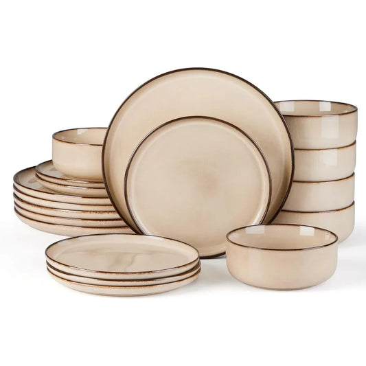 TerraLuxe Rim™ 18-Piece Stoneware Dinnerware Set
