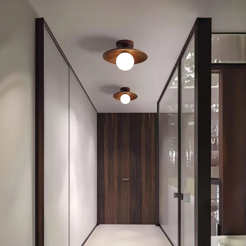 Aurora Wood Disc Ceiling Lamp