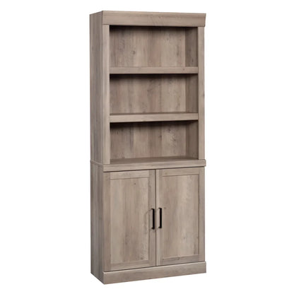 5 Shelf Bookcase with Doors Rustic Gray