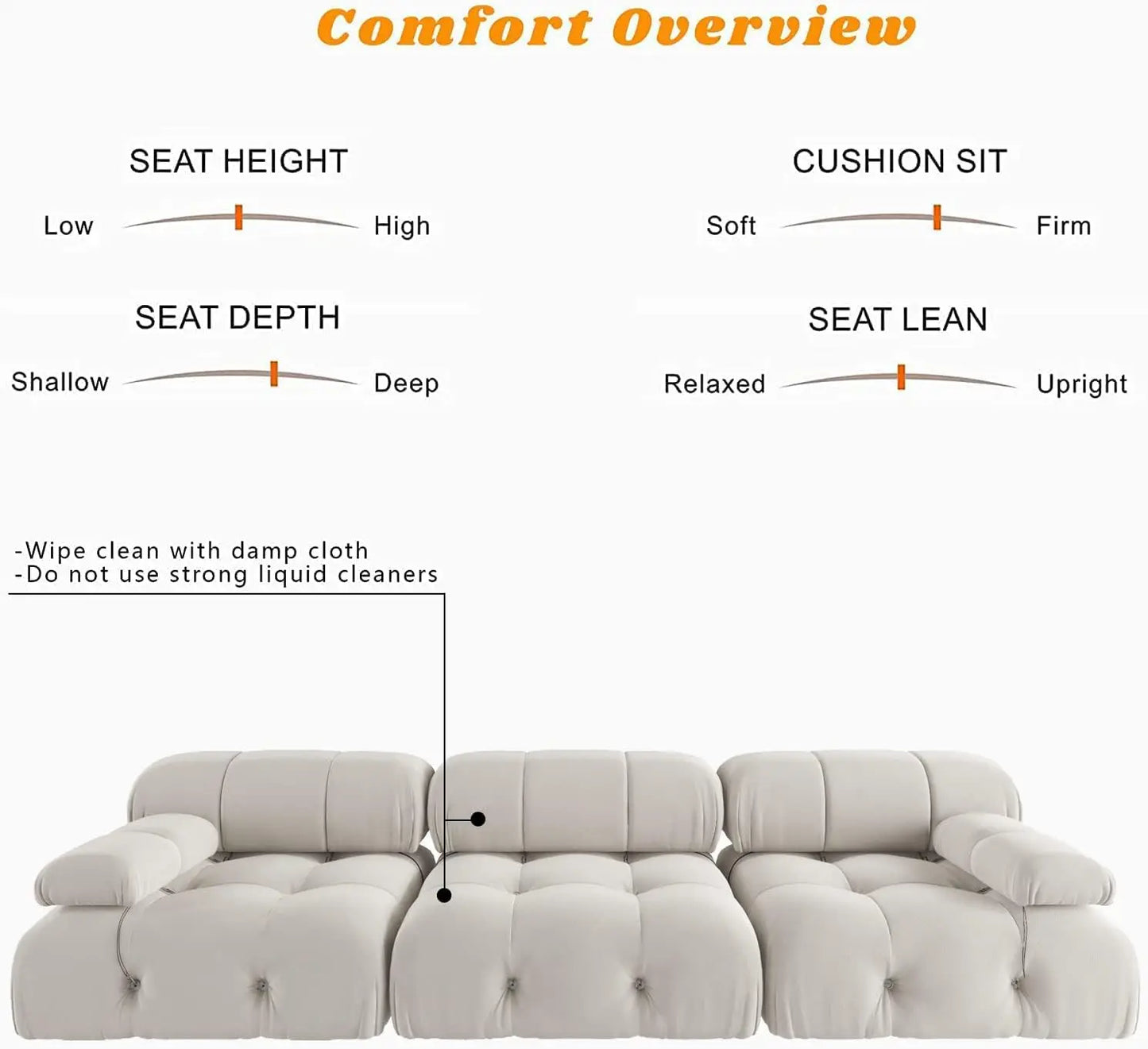 104" Minimalist Modular Sectional Sofa