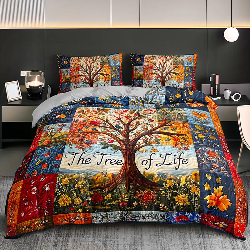 The Tree Of Life Quilted Duvet Cover Set