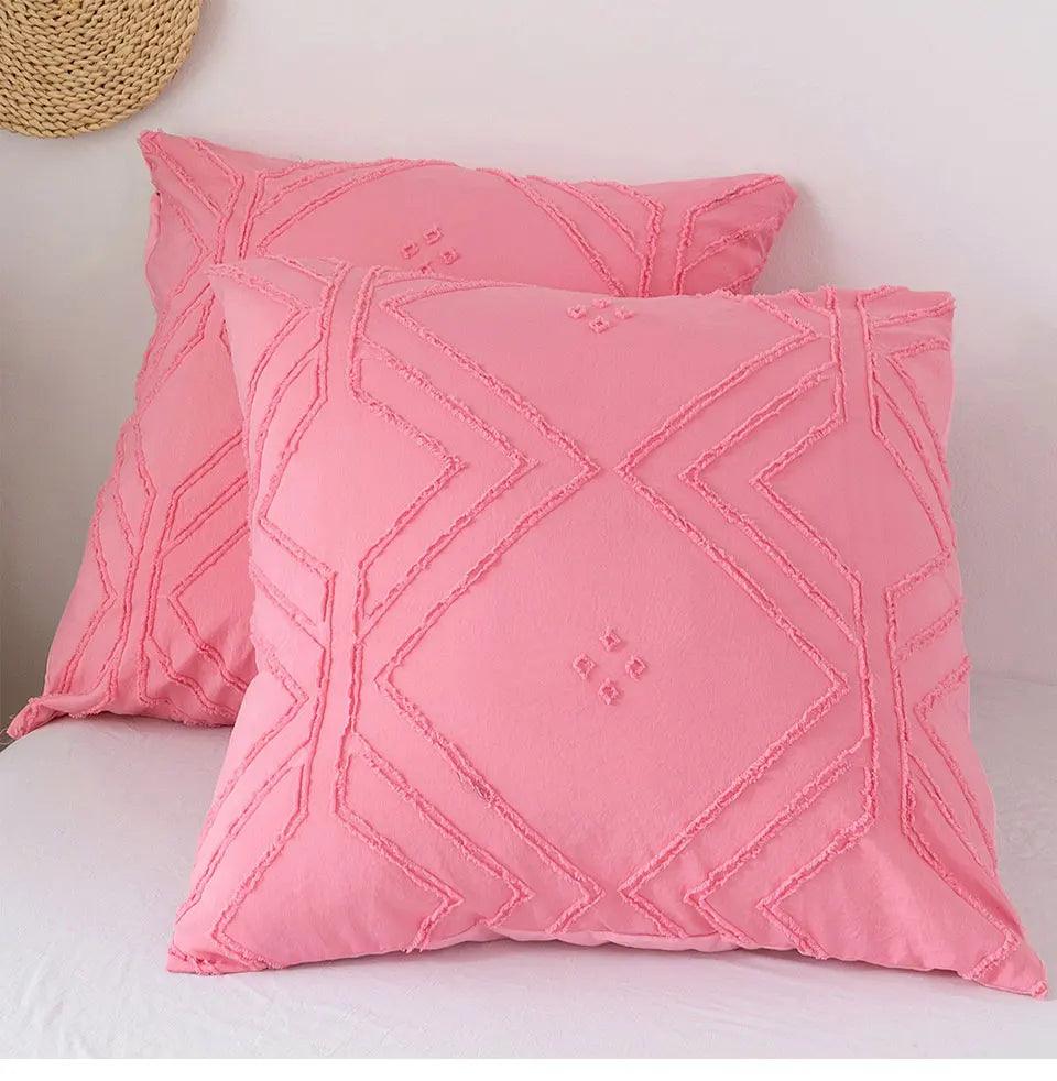 Roselle Tufted Geometric Duvet Cover Set