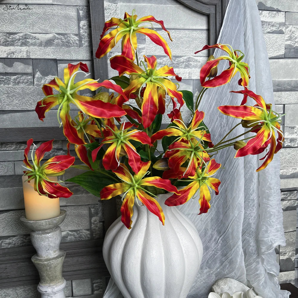 3-Head Artificial Flaming Lily Branch