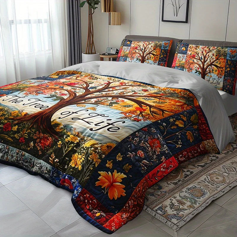 The Tree Of Life Quilted Duvet Cover Set