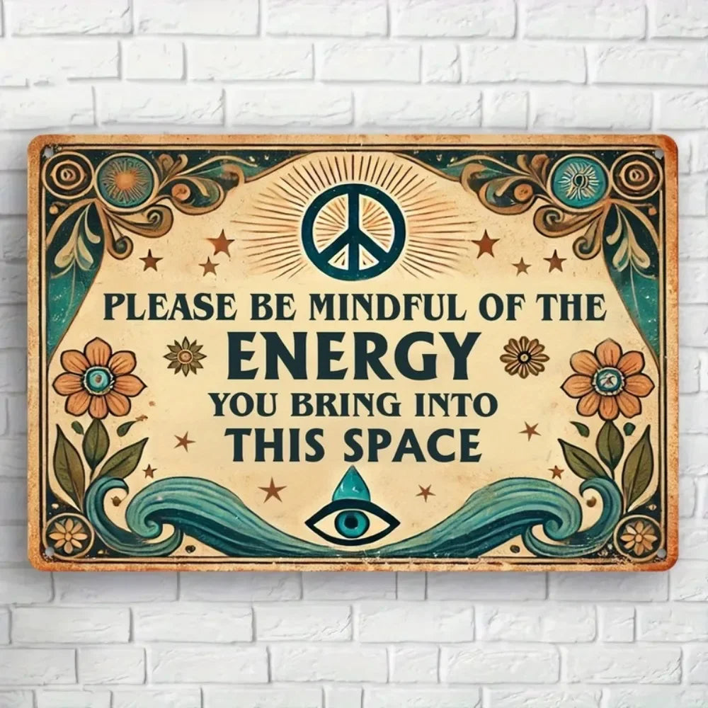 Mindful Energy Welcome Vintage Metal Sign