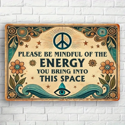 Mindful Energy Welcome Vintage Metal Sign