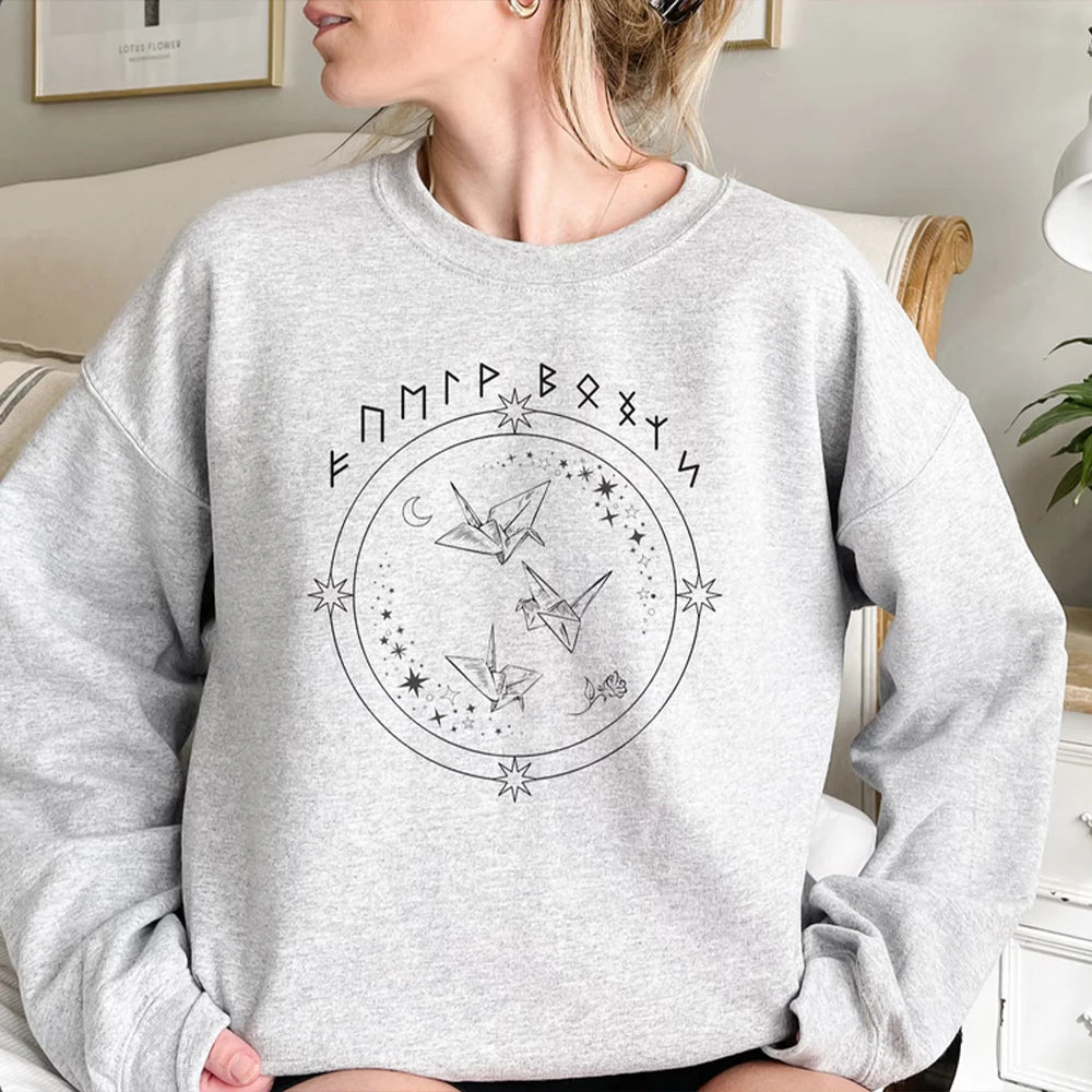 Celestial Origami Cranes Rune Sweatshirt