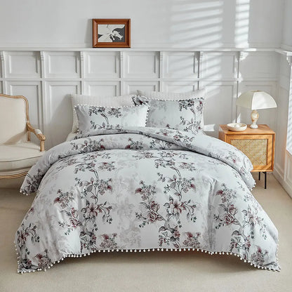 Moonlit Blossom Pom-Pom Duvet Set