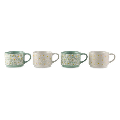 MeadowBloom Stacking Floral Mug Set (4-Piece)