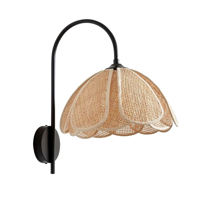 Rattan Floral Wall Lamp