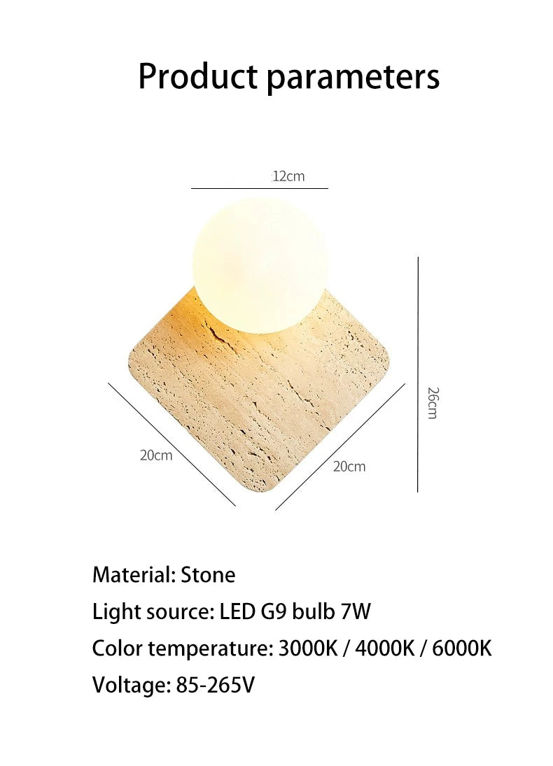 Natural Cave Stone Cream Wall Light