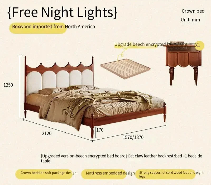 CrownRest™ Solid Wood Bed