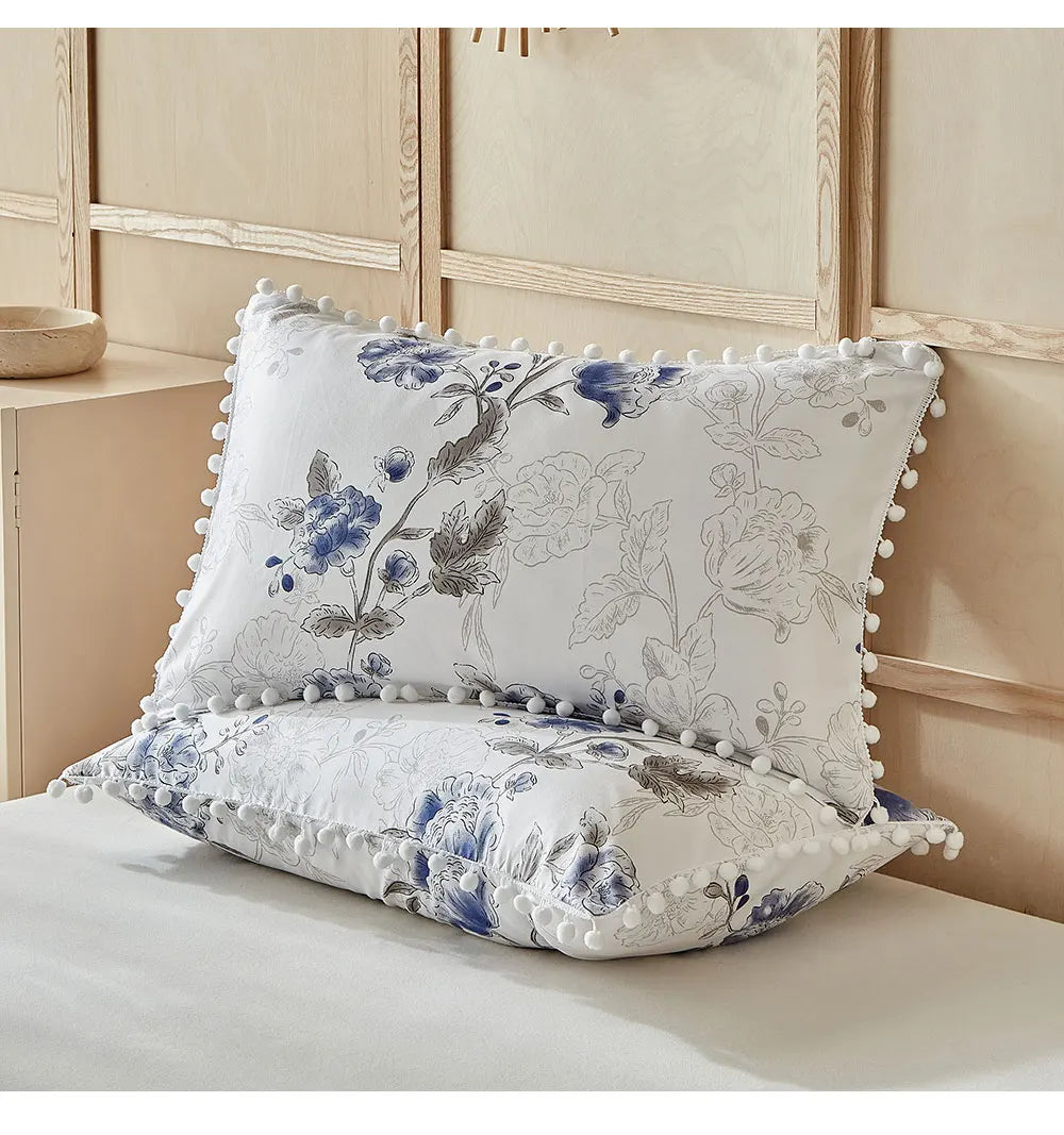 Moonlit Blossom Pom-Pom Duvet Set