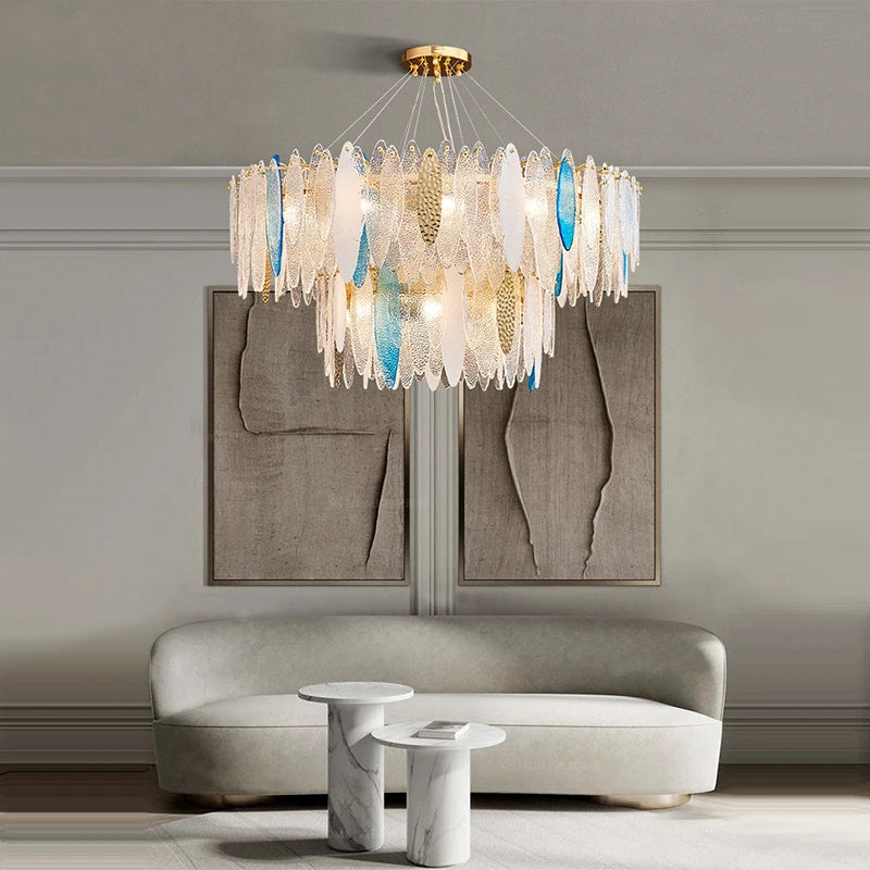 Blue Wave Glass Artistic Chandelier