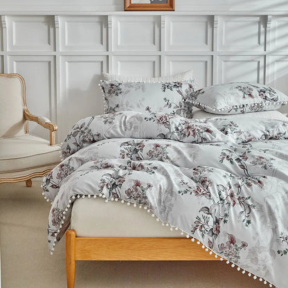 Moonlit Blossom Pom-Pom Duvet Set