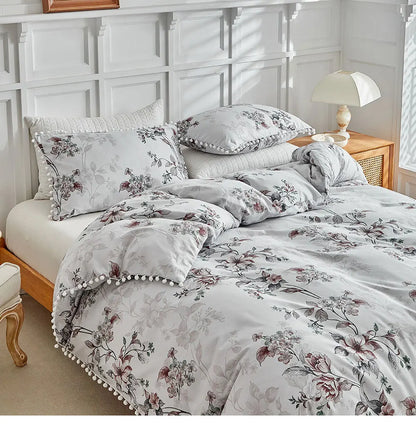 Moonlit Blossom Pom-Pom Duvet Set