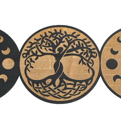 Wicca Moon & Life Tree Wooden Wall Decor