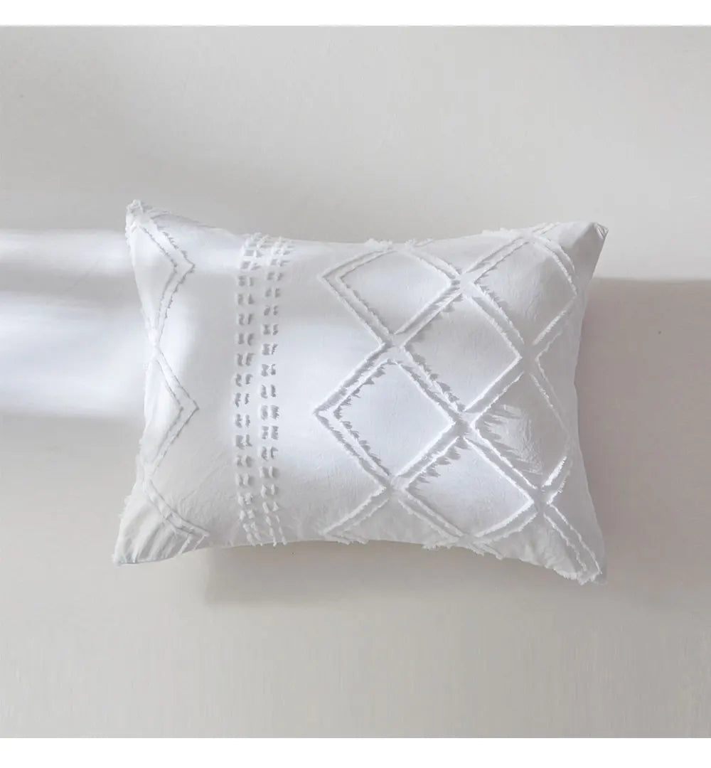 Midnight Grid Textured Boho Duvet Set